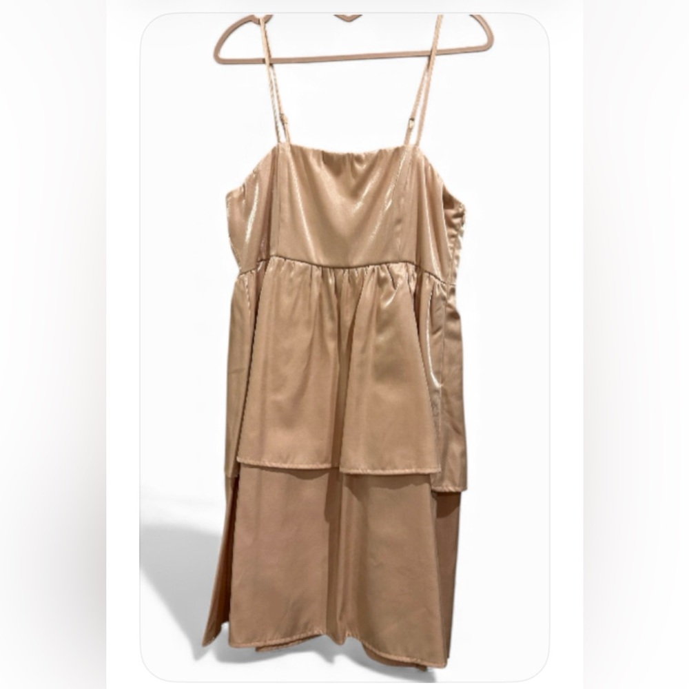 Mazik Elegant Gold Pearl spaghetti strap dress